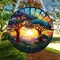 Summer Forest Trees Sunset Stained Acrylic Window Hanging Panels Indoor Outdoor Round Windows Hanger Kitchen Bedroom Garden Wall Art Decor Gifts